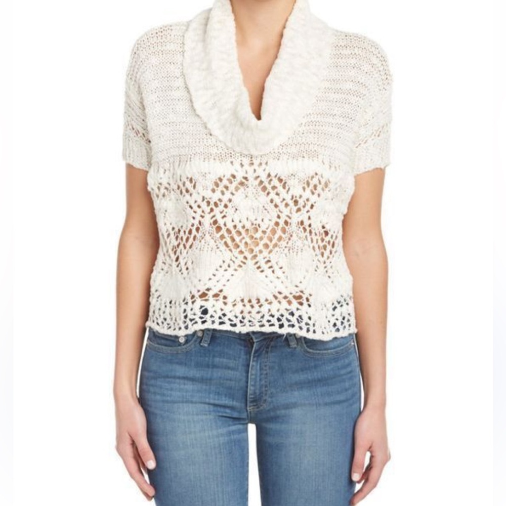 Free people cropped Cozy Knit Cowl Neck Sweater great for layering